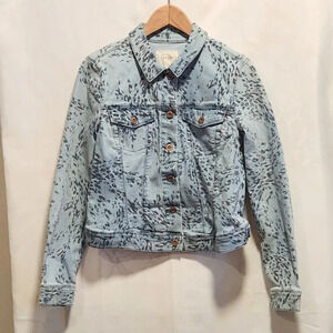 Jessica Simpson Women's Size Large Peony‎ Relaxed Denim Jacket Whirling Cheetah